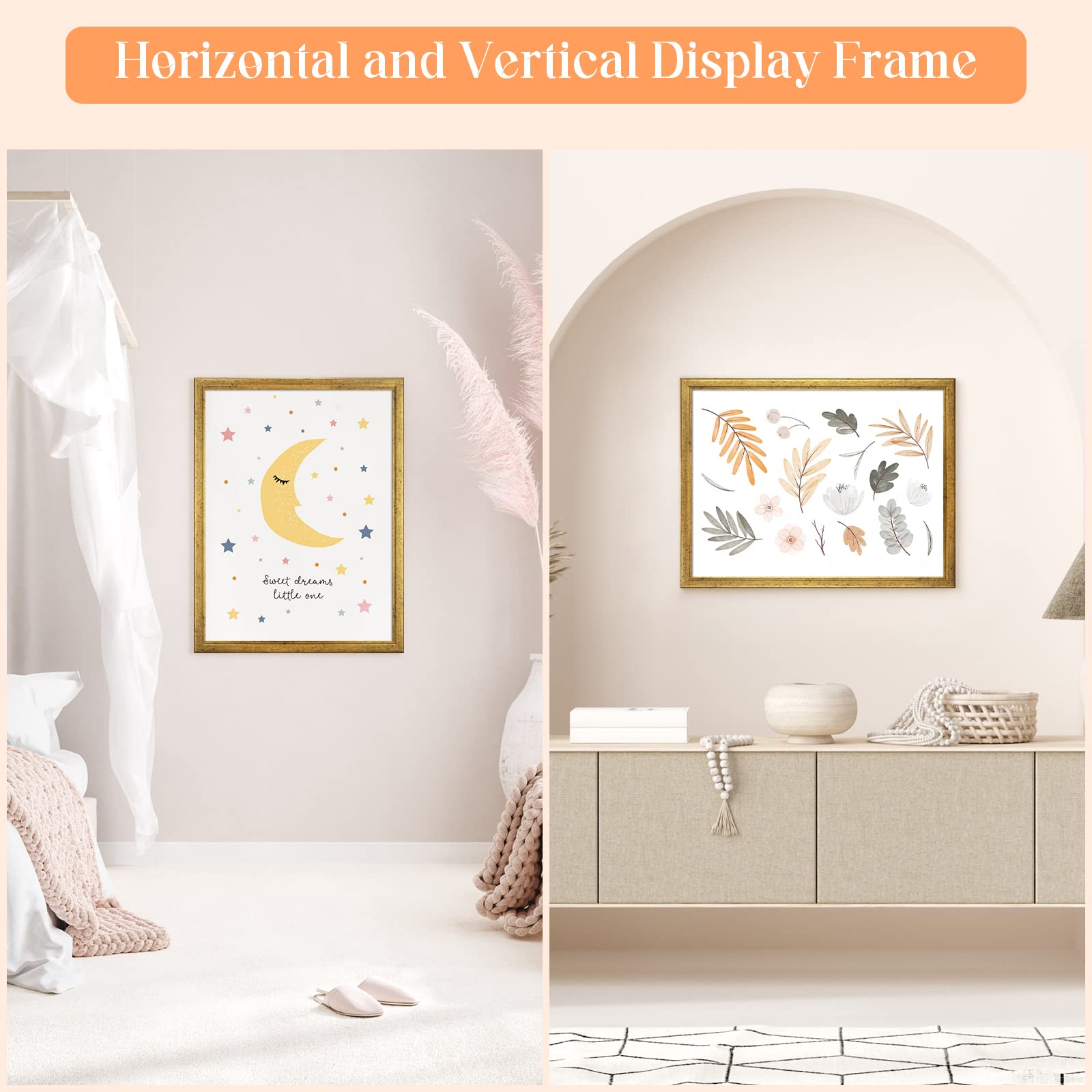 MOUDAMION gold wood frame used for horizontal 24x18 poster display.