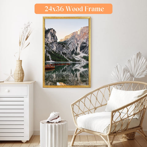 MOUDAMION gold frame 24x36 back-loading for easy poster swap