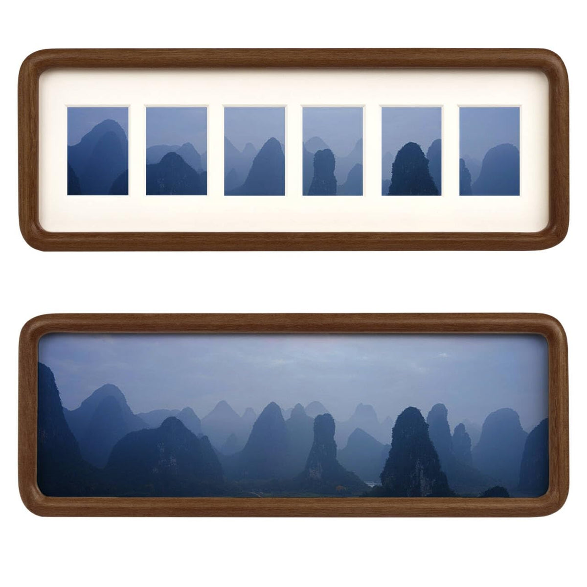 Moudra collage frame front view with multiple openings for versatile wall or desk display.