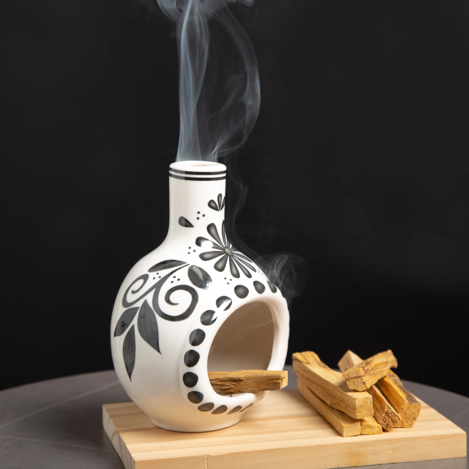 MOUGIGI Palo Santo Holder with deco design enhances room aesthetics.