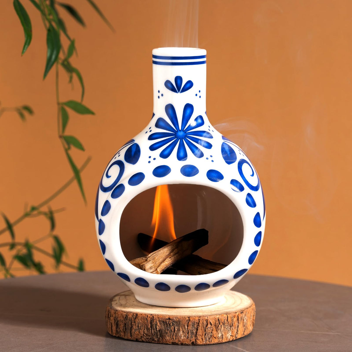 MOUGIGI Palo Santo Holder mini-chiminea on desk for calm rituals