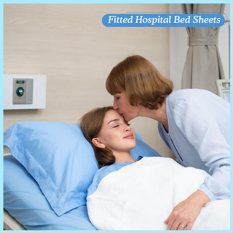 Moukeren hospital sheets in blue, 60x105 inches for extra length