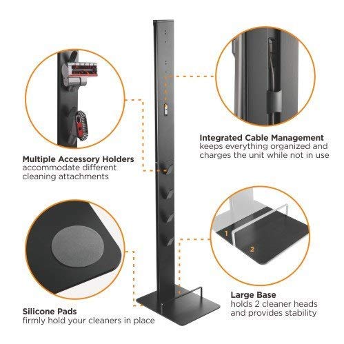 Mount Plus MP-HAB2 sturdy metal tower supports cordless vacuums securely.