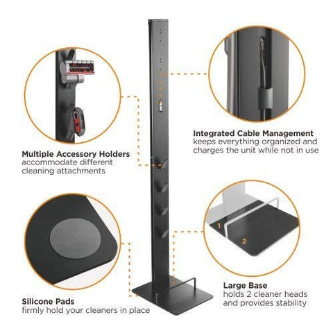 Mount Plus MP-HAB2 sturdy metal tower supports cordless vacuums securely.