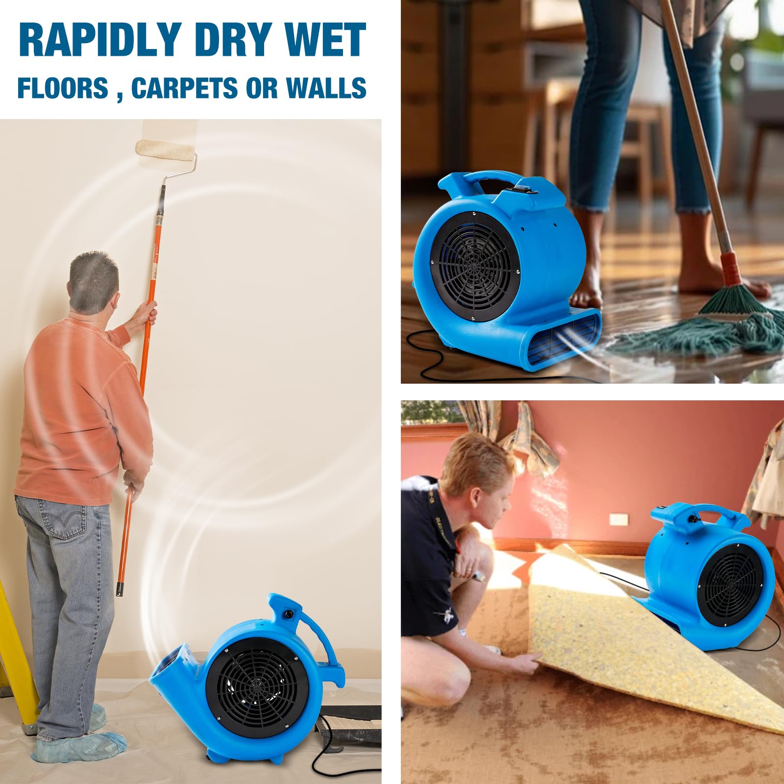 Mounto AM50 carpet drying use helps speed up home and garage cleaning