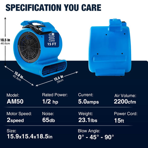 Mounto AM50 dual-speed control for versatile drying, cooling, and circulation tasks