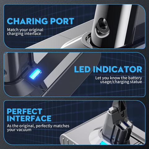 Mounzuikue Dyson V8 SV10 battery compatible with charging stations.