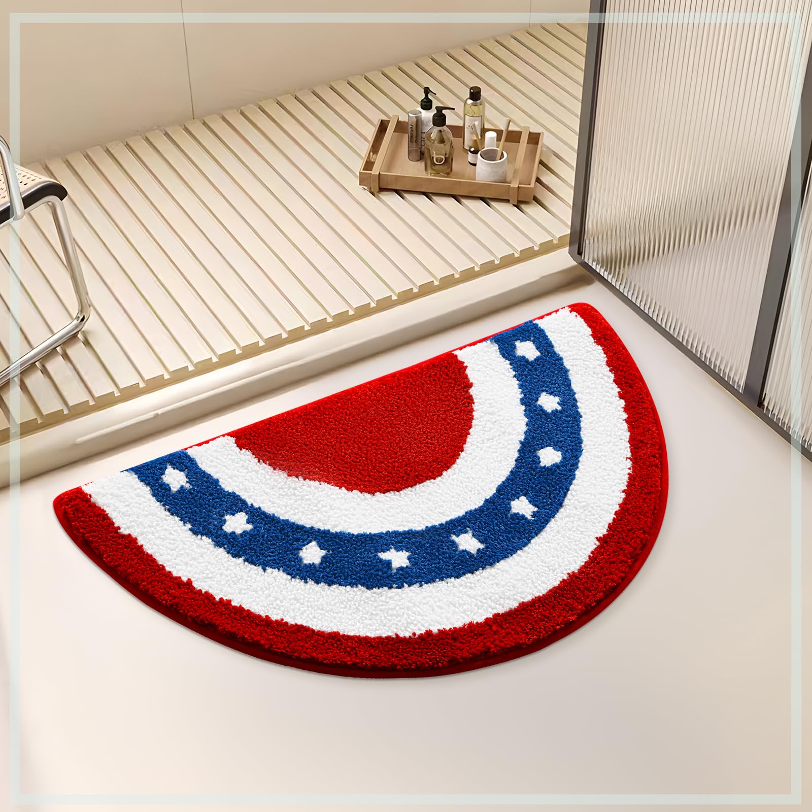 Moutina anti-slip bath mat with TPR backing for confident steps.