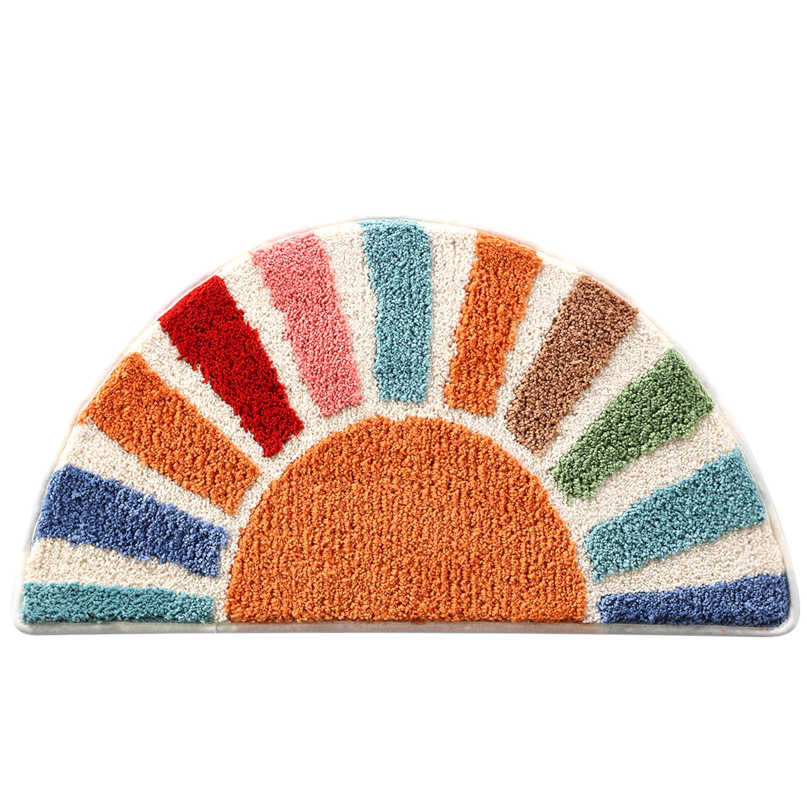 Moutina boho half-circle rug 16x30, soft microfiber and absorbency