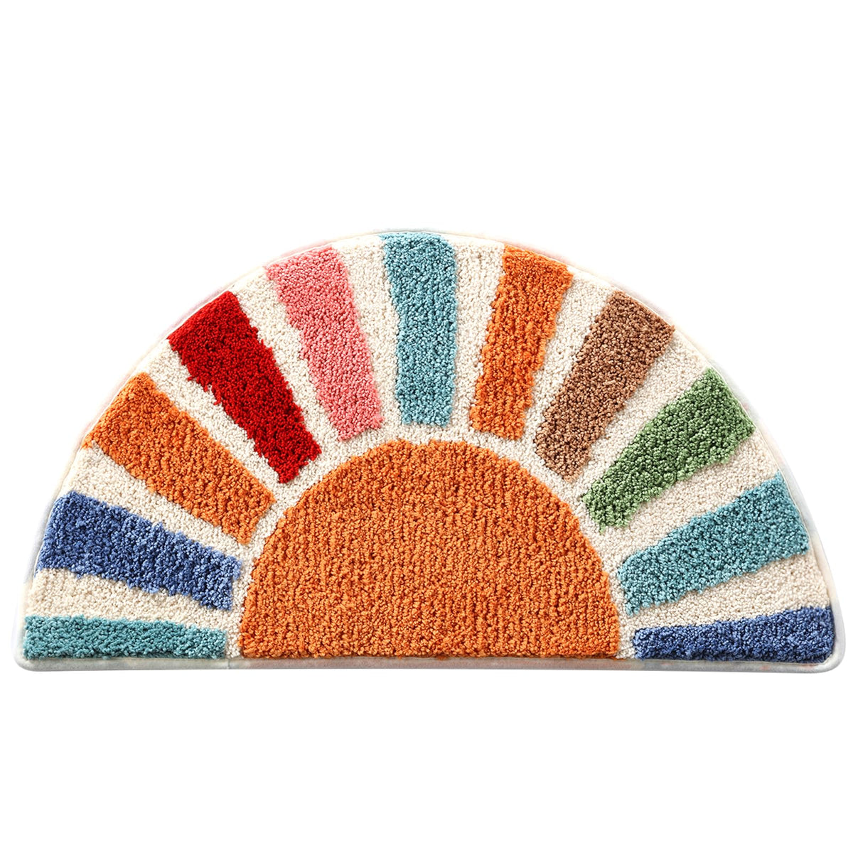 Moutina boho half-circle rug 16x30, soft microfiber and absorbency