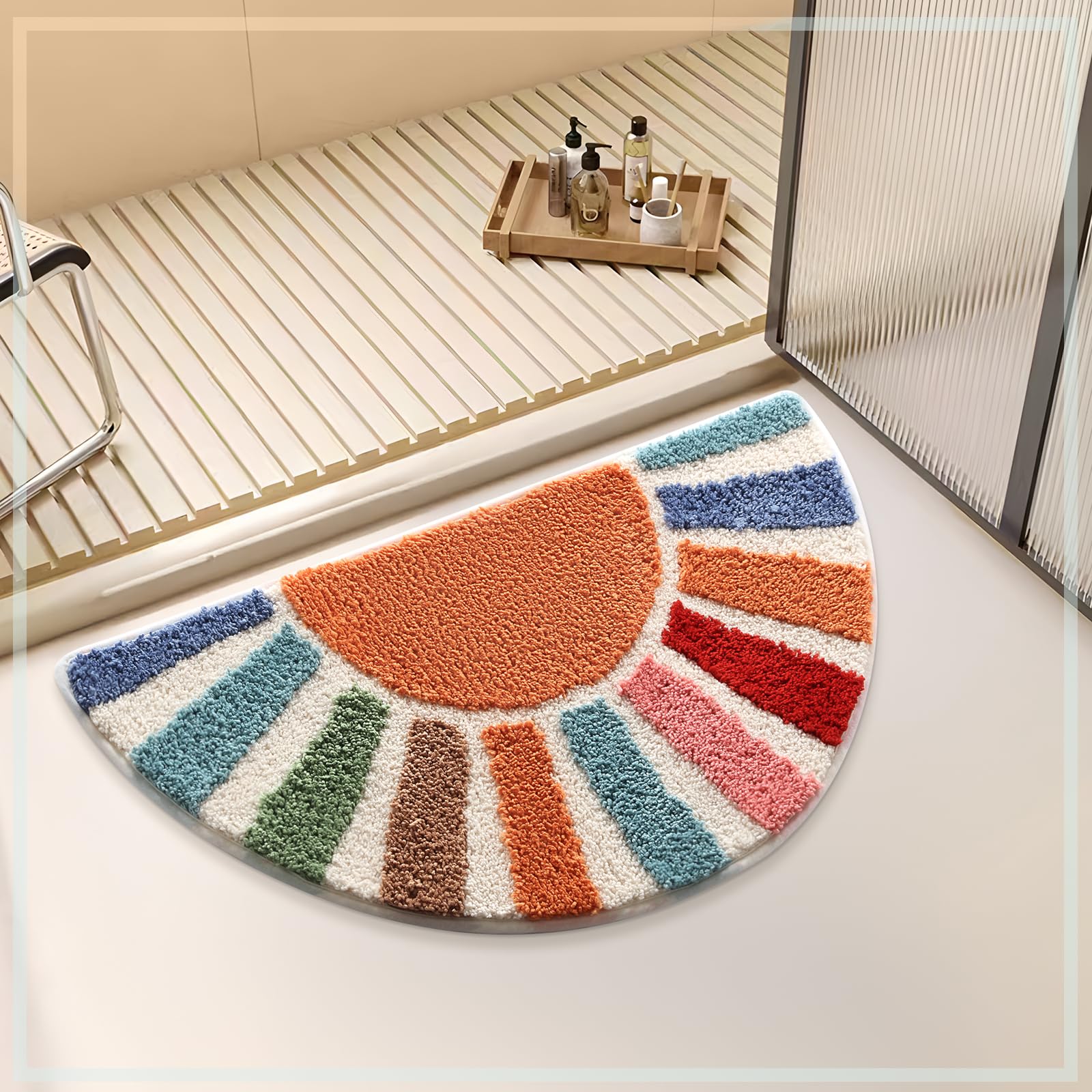 Moutina colorful pattern rug enhances bedrooms or entryways