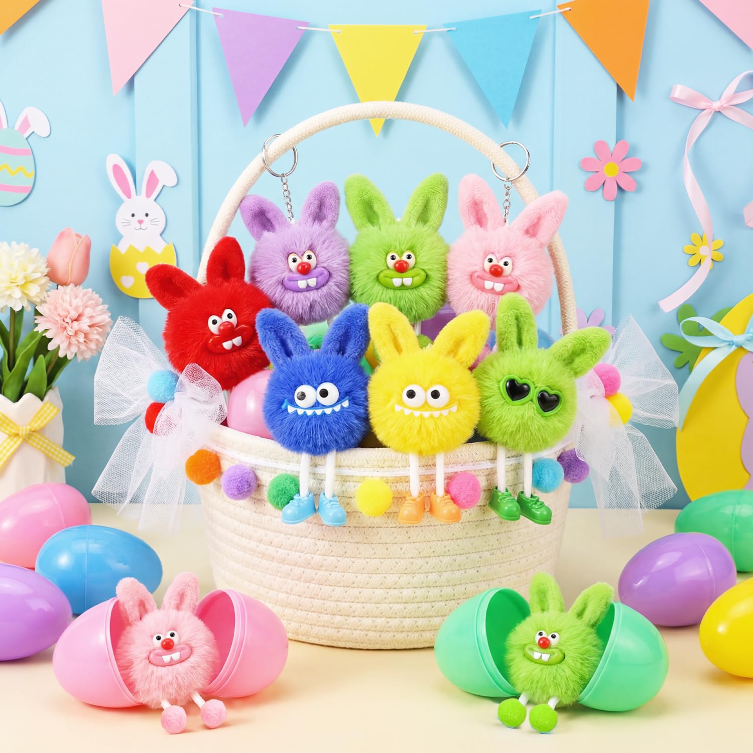 30-pack MOVINPE eggs and keychains ready for classroom prizes and party favors