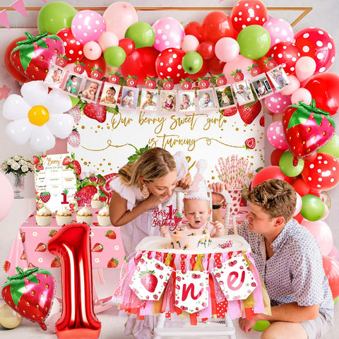 MOVINPE strawberry monthly photo banner captures milestone moments from newborn to twelve months
