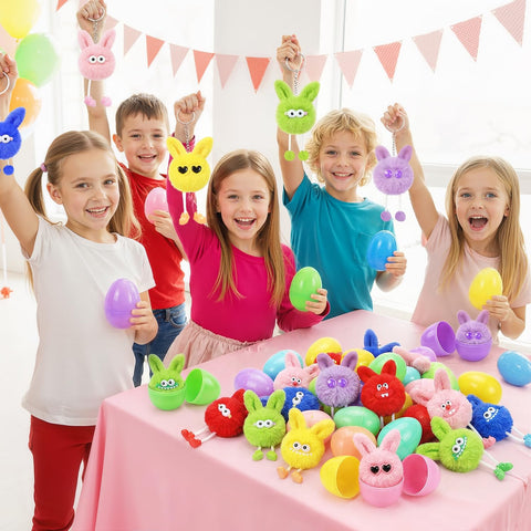 Treasure box prizes with MOVINPE fluffy keychains for kids