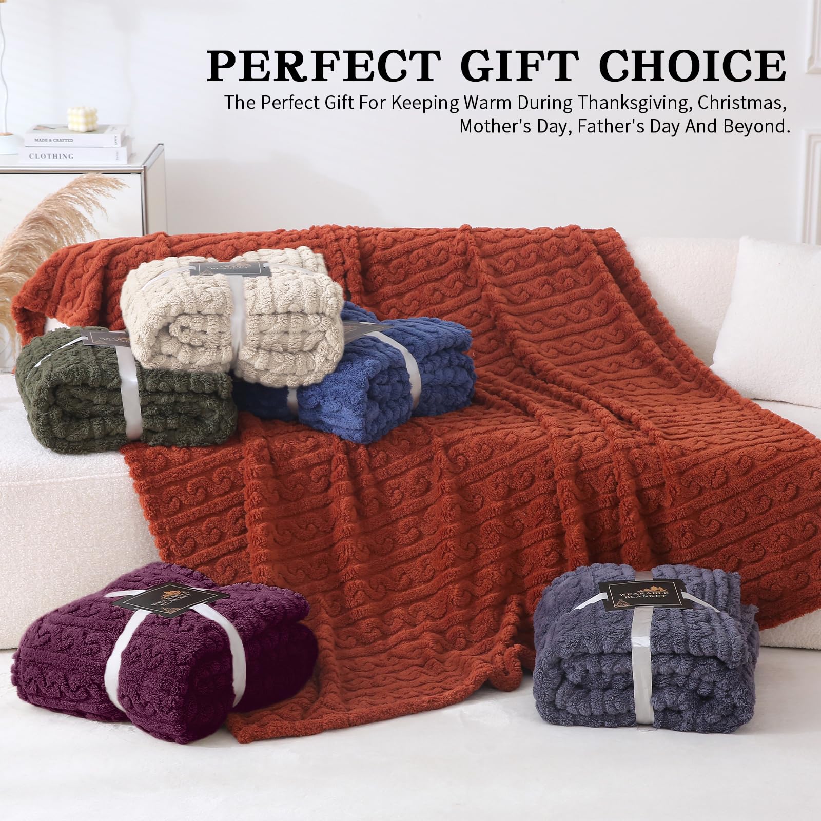 Mowkim sherpa fleece texture highlights plush feel and luxury at home.