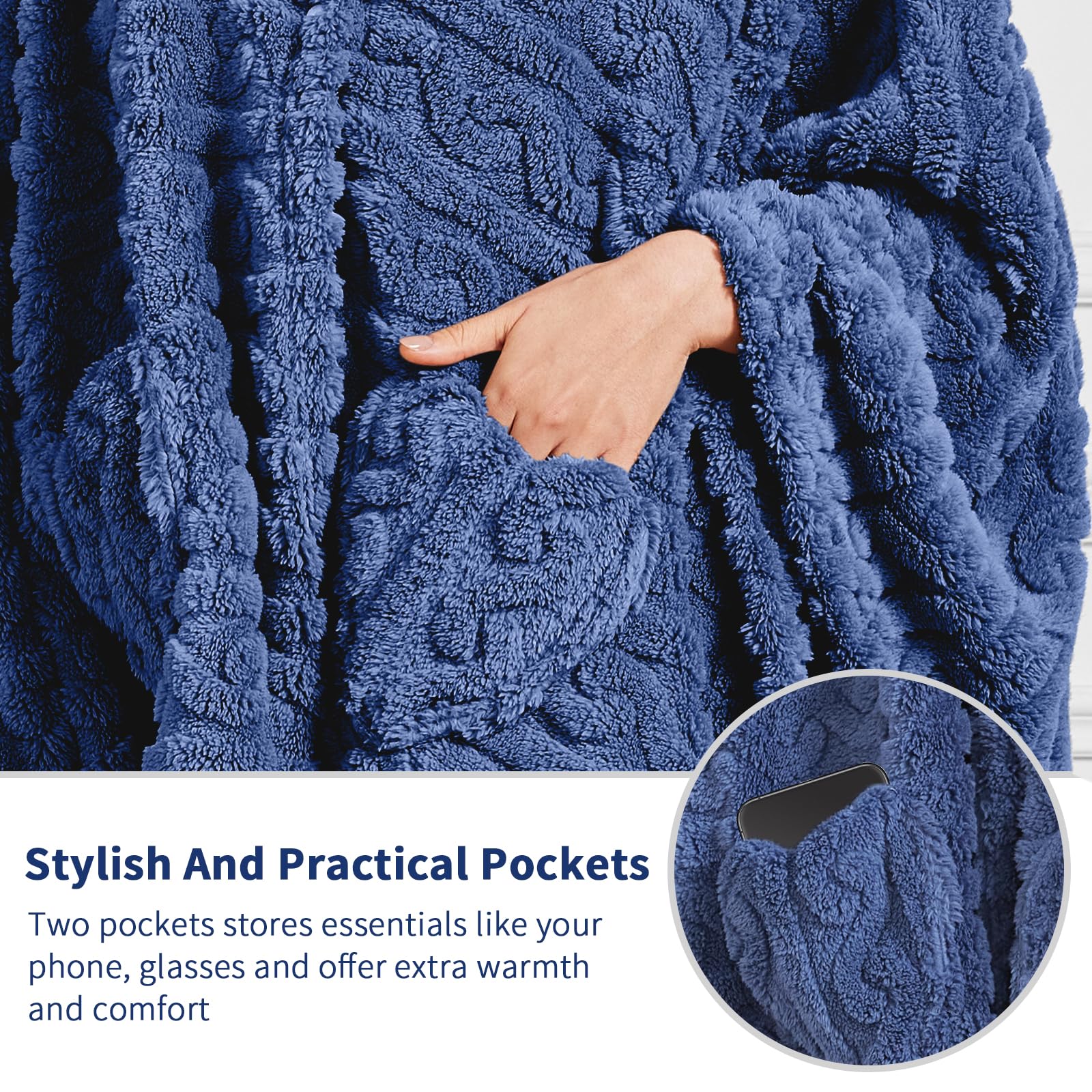 Cape-style design of the Mowkim blanket wraps securely around the body.