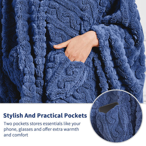 Cape-style design of the Mowkim blanket wraps securely around the body.