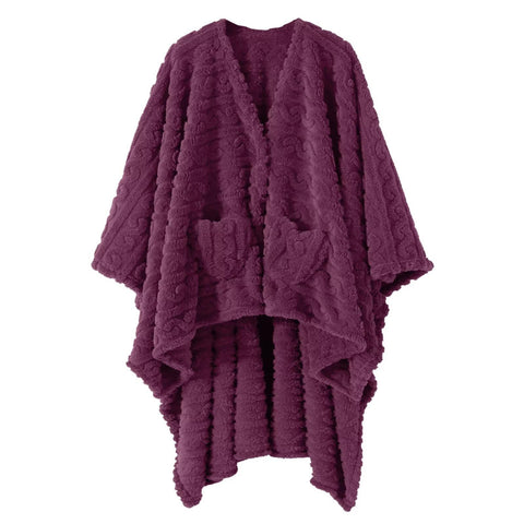 Discover Mowkim wearable blanket sherpa fleece shawl 58x64 in grape for cozy warmth.
