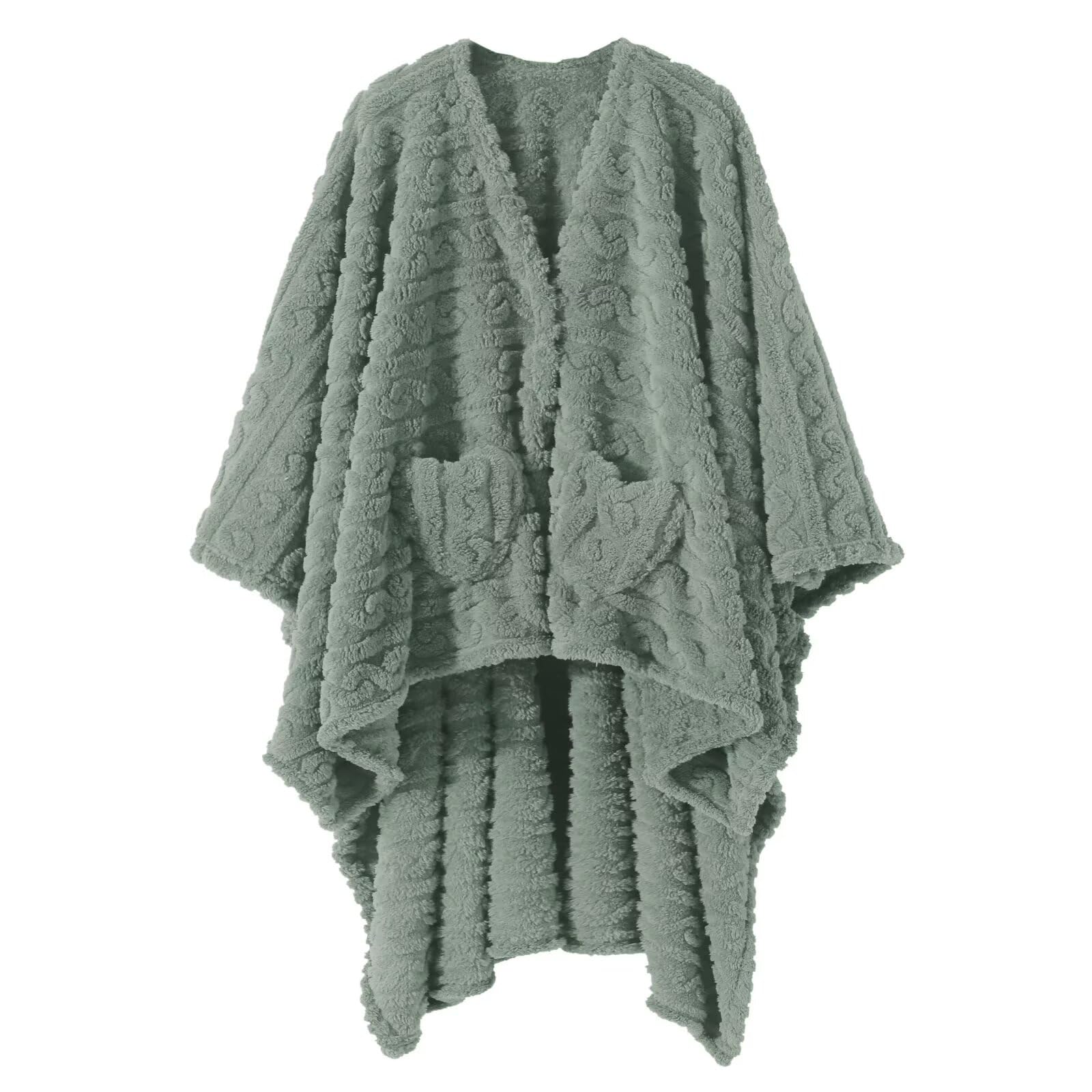 Mowkim wearable blanket sherpa-sage 58x64 draped for cozy home warmth.
