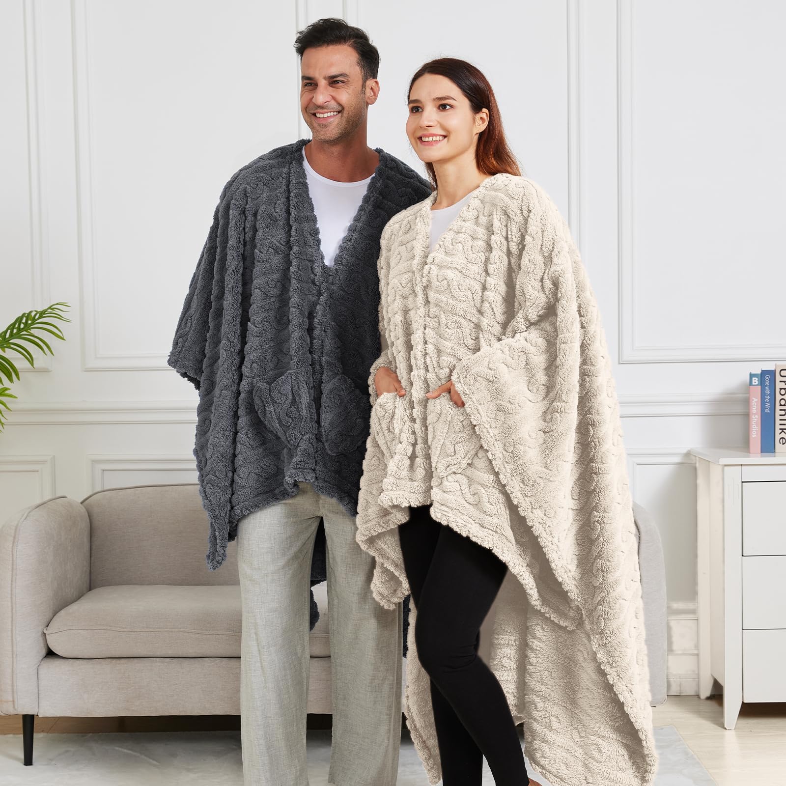 Mowkim wearable blanket on the go for travel and cozy moments.