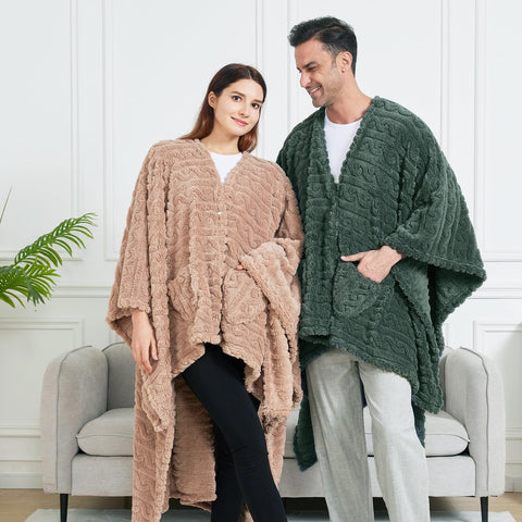 Mowkim wearable blanket during TV night provides comfortable warmth.