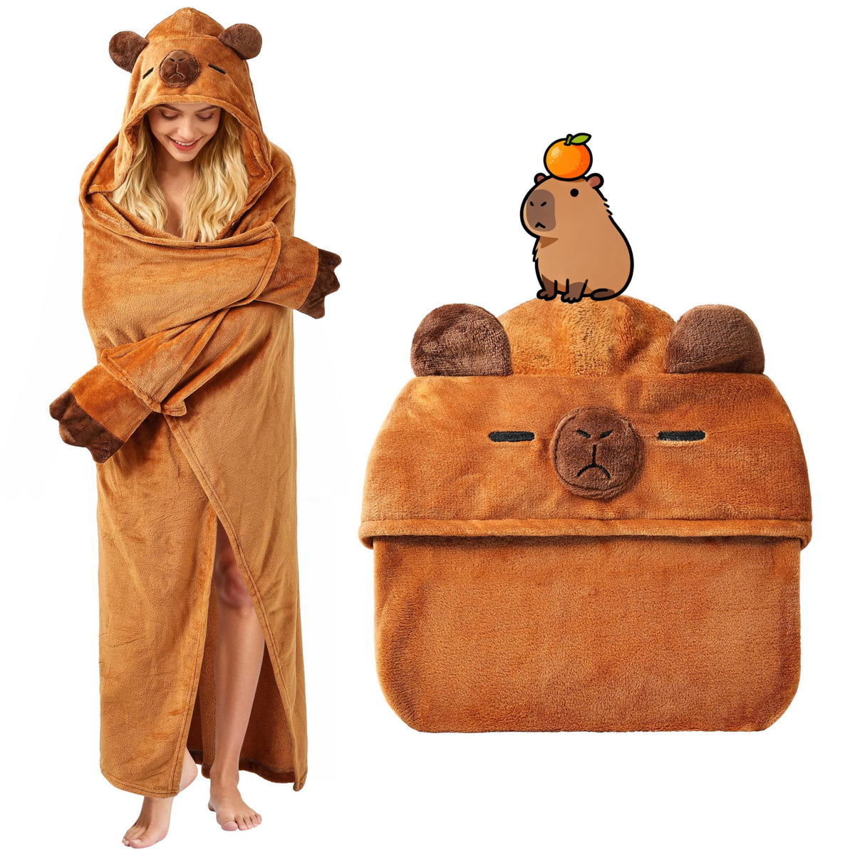 Moyel Capybara hoodie front view for cozy movie nights