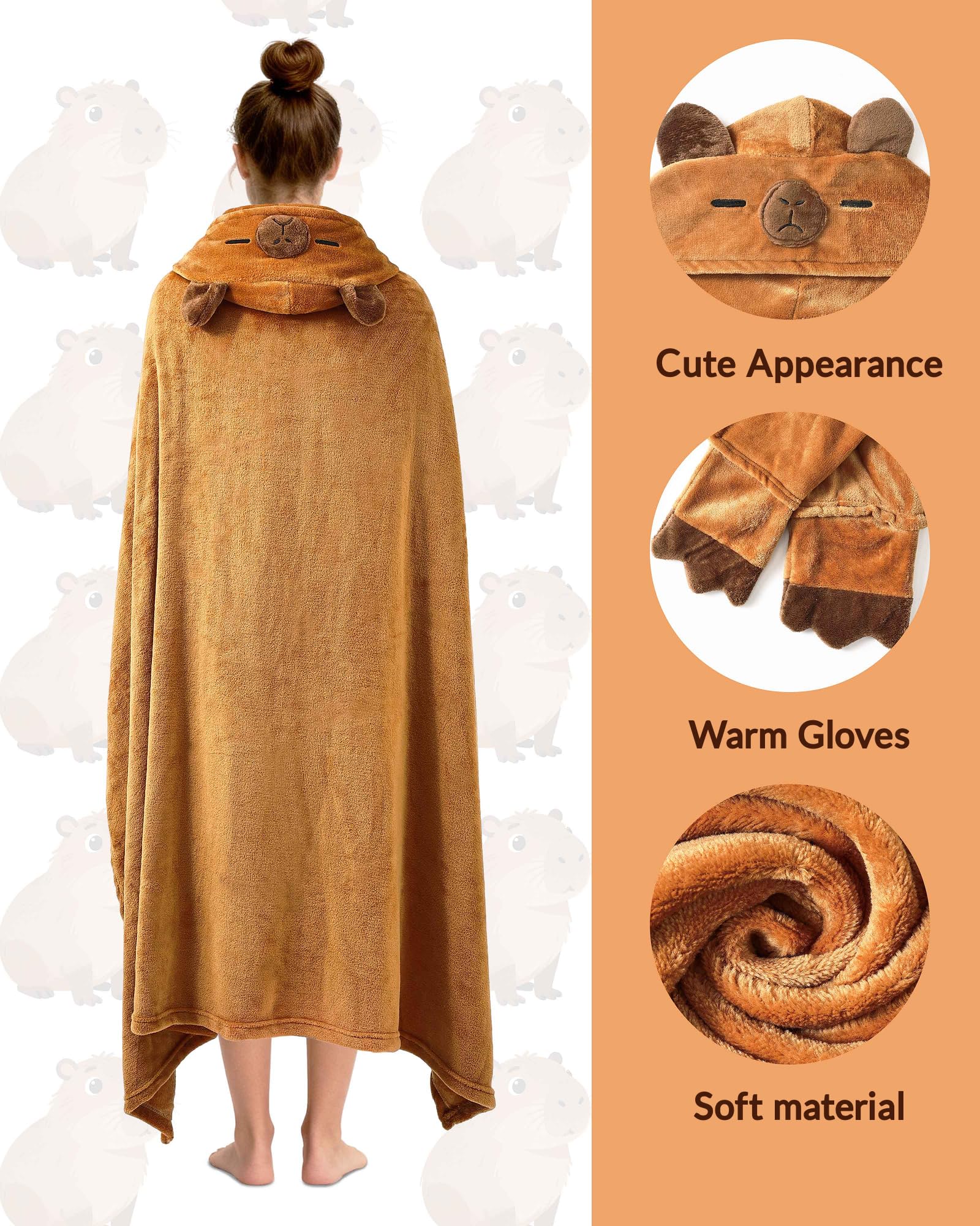 Moyel Capybara hoodie hood up for playful costume look