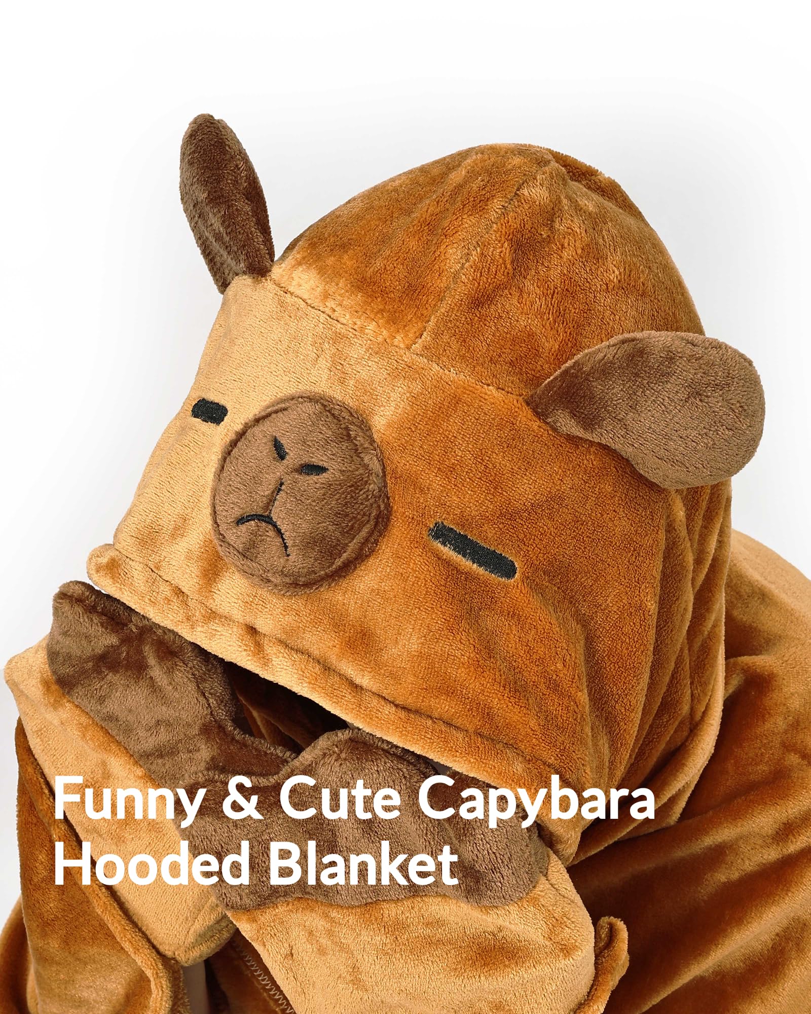 Moyel Capybara hoodie side view for hands-free reading