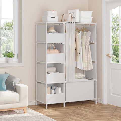 MOYIPIN wardrobe with thickened rods adds stability for heavier garments.