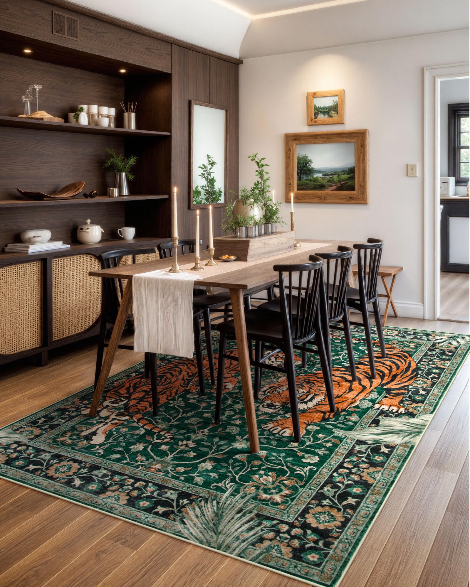 Moynesa Tiger 5x7 rug in vintage green tone for cozy rooms