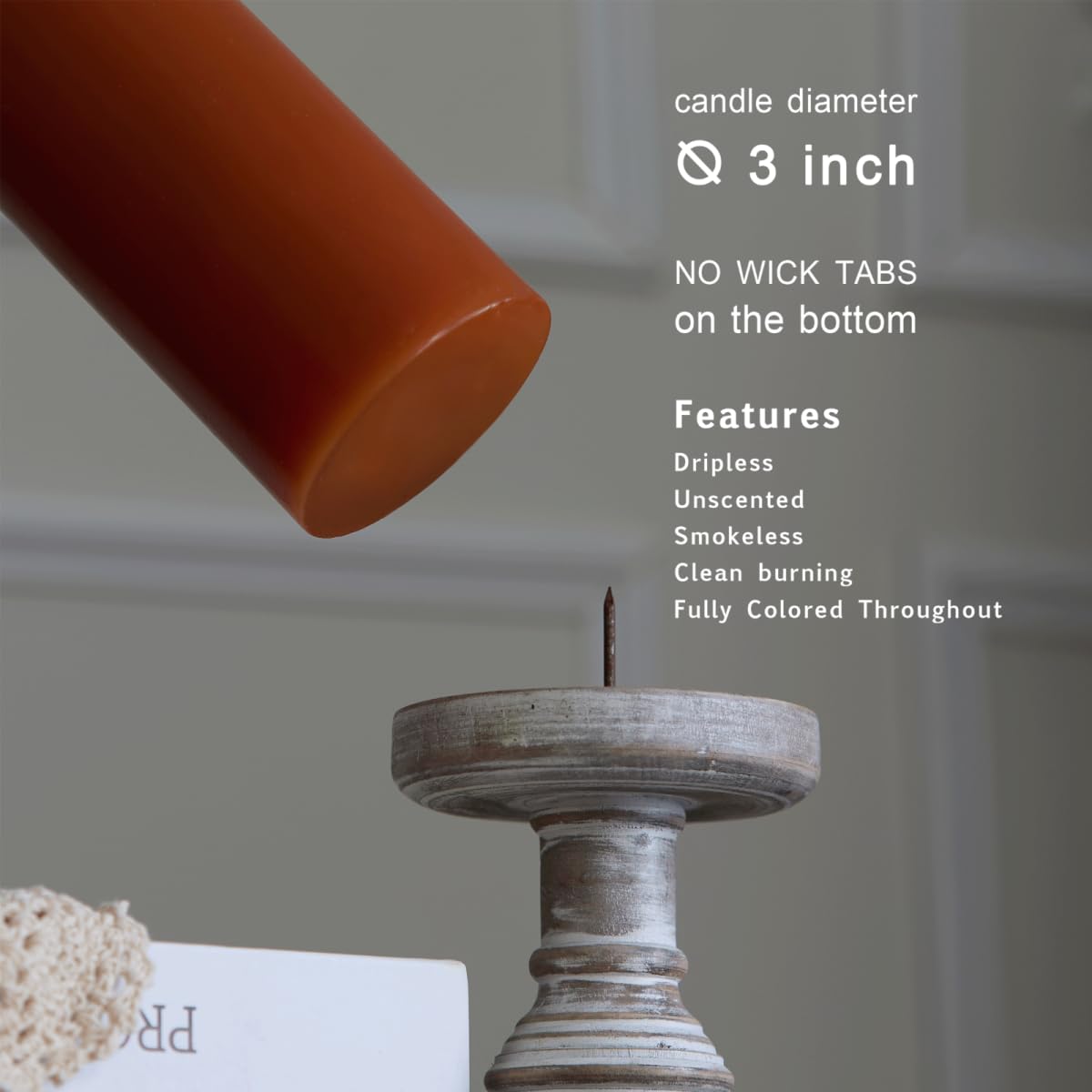 MOZEAL dripless pillar candle design keeps surfaces neat during gatherings and photos.