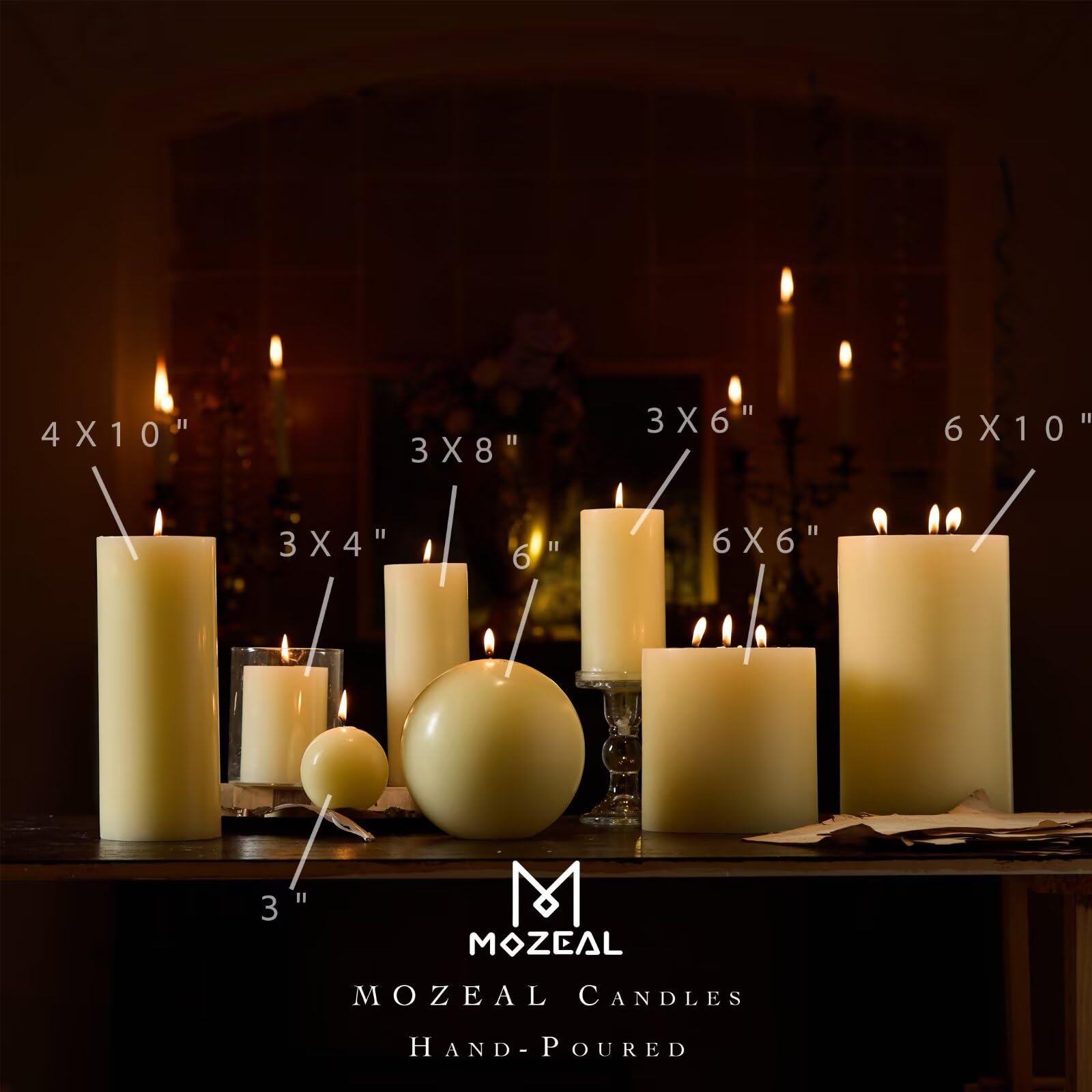 MOZEAL hand-poured candles ivory set 3 provides consistent glow