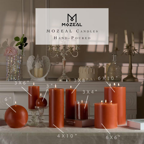 MOZEAL long burn time pillars provide steady light for dinners and events.