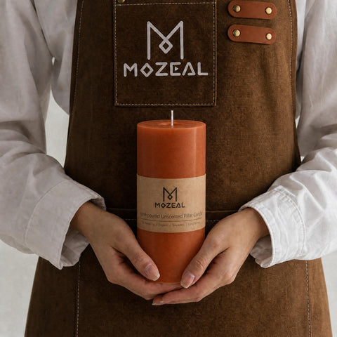MOZEAL set of 3 unscented pillars enhances tables with clean, fragrance-free ambiance.