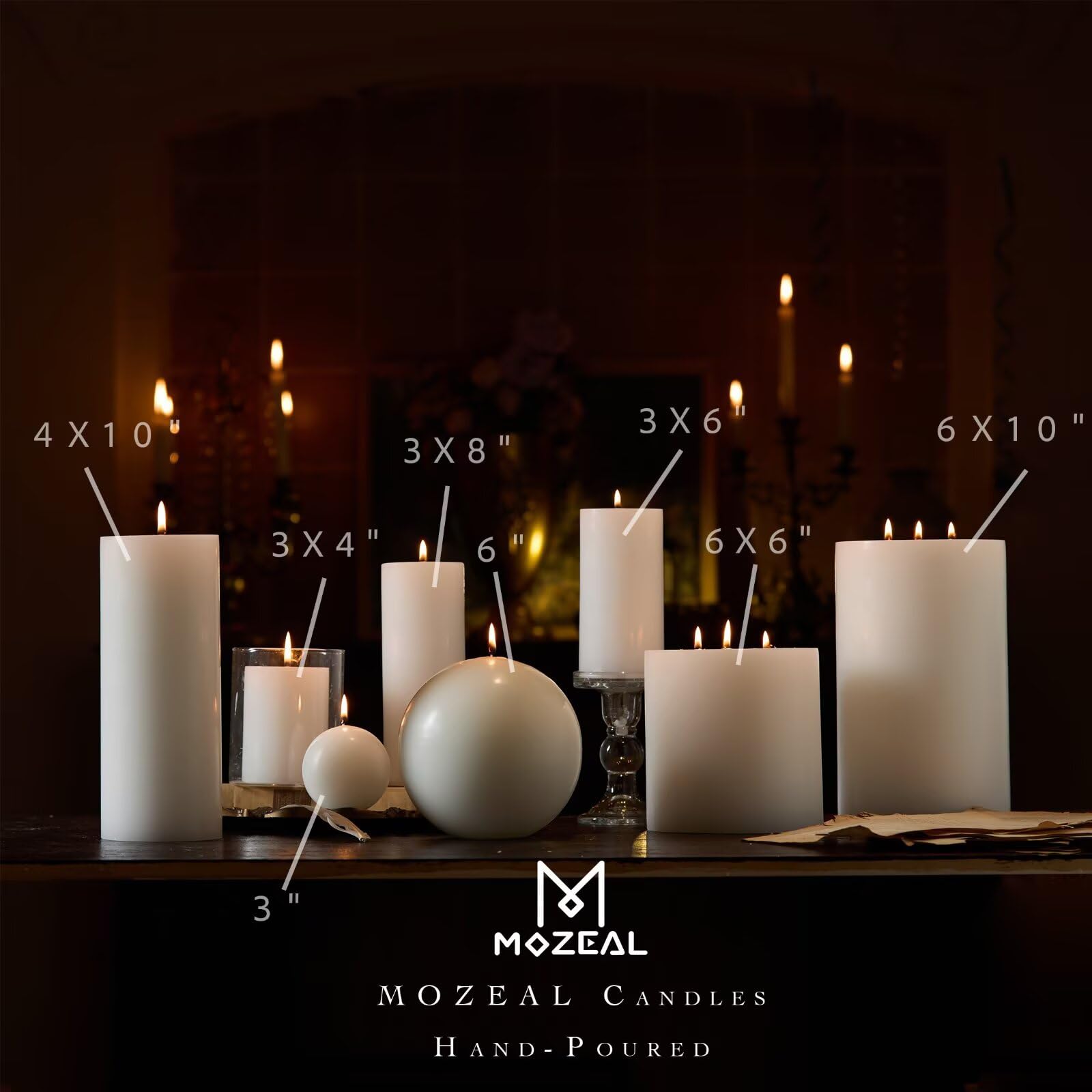 MOZEAL white pillar candles for rustic wedding centerpieces
