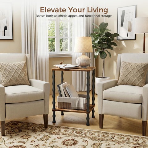 Mozume Vintage Small End Table features warm wood finish for modern living rooms.