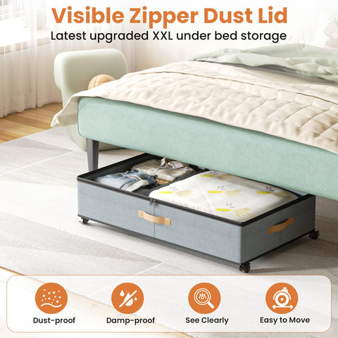Mqaue under-bed storage dustproof zipper lid protects contents