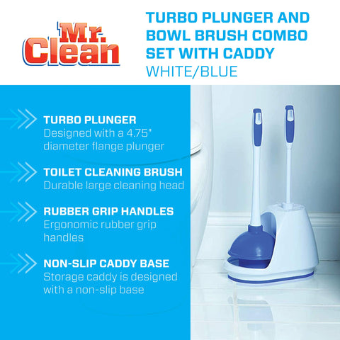 Mr. Clean bowl brush with rounded bristles cleans under rims.