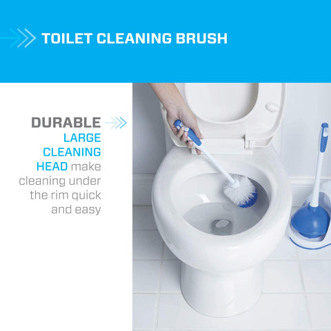 Mr. Clean toilet brush with non-slip grip for comfortable cleaning.