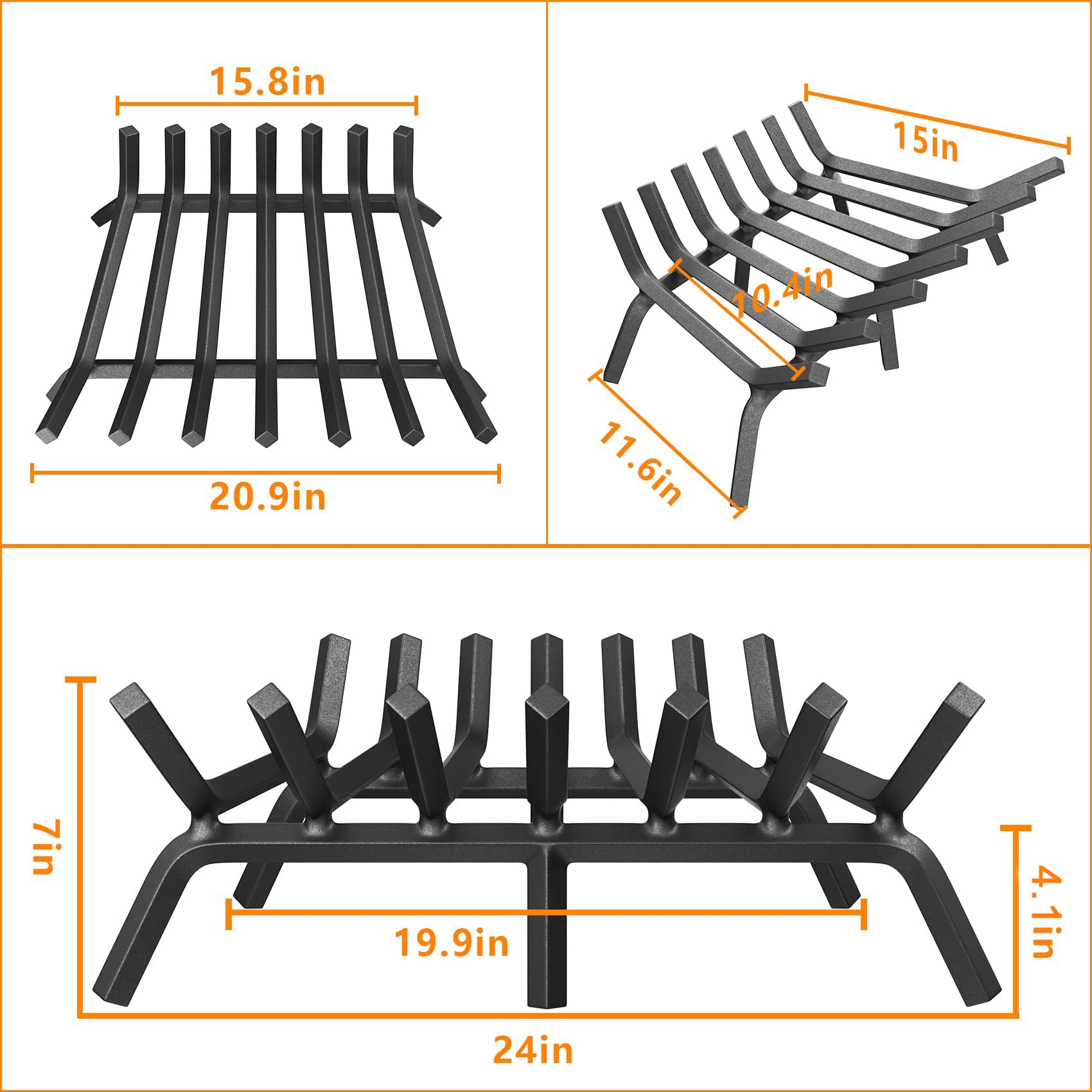 Mr IRONSTONE diamond-shaped steel rods on grate for durability and heat resistance