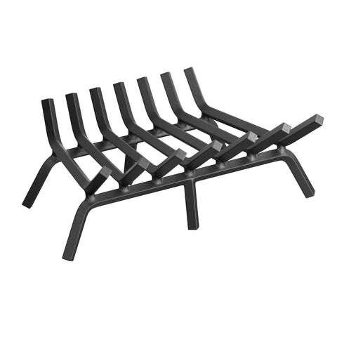 Mr IRONSTONE 24-inch fireplace grate front view showing sturdy construction for even burning