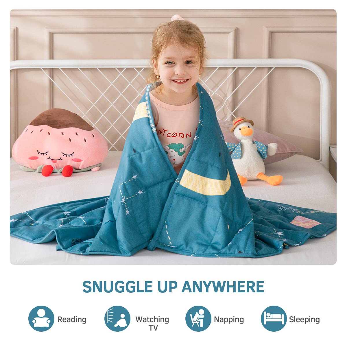Close-up of non-toxic glass beads inside Mr. Sandman blanket for smooth weight.