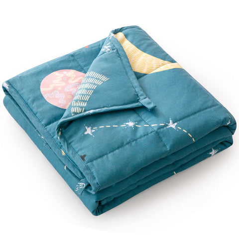 Mr. Sandman weighted blanket folded neatly showing compact form and inviting texture.