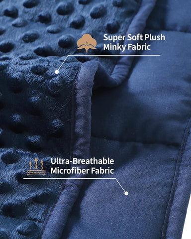 Mr. Sandman weighted blanket navy beads pocket closeup demonstrates secure fill