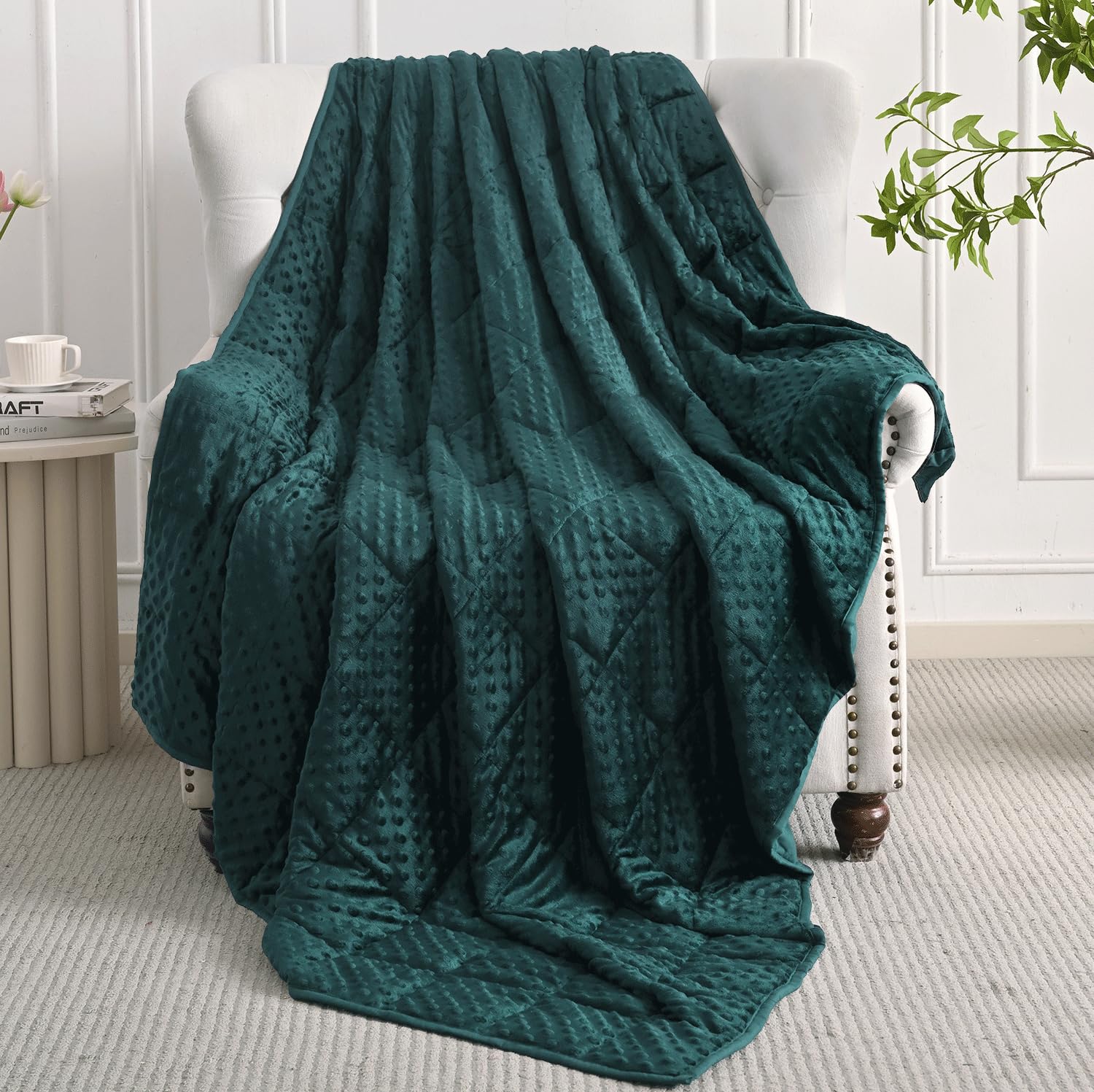 Mr. Sandman dark green bedroom setup enhances calming ambience