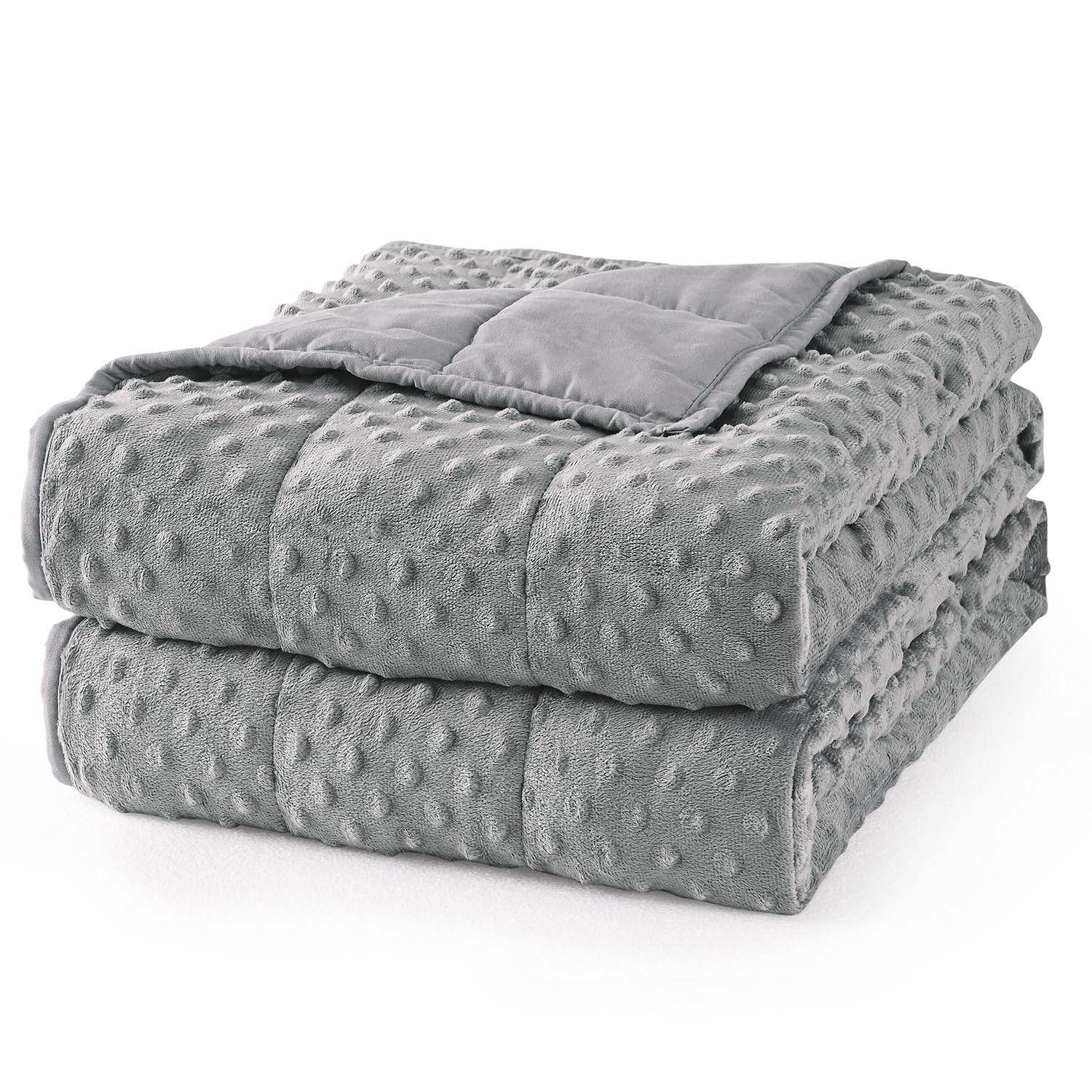 Mr. Sandman weighted blanket close-up cover in grey for cool, cozy nights.