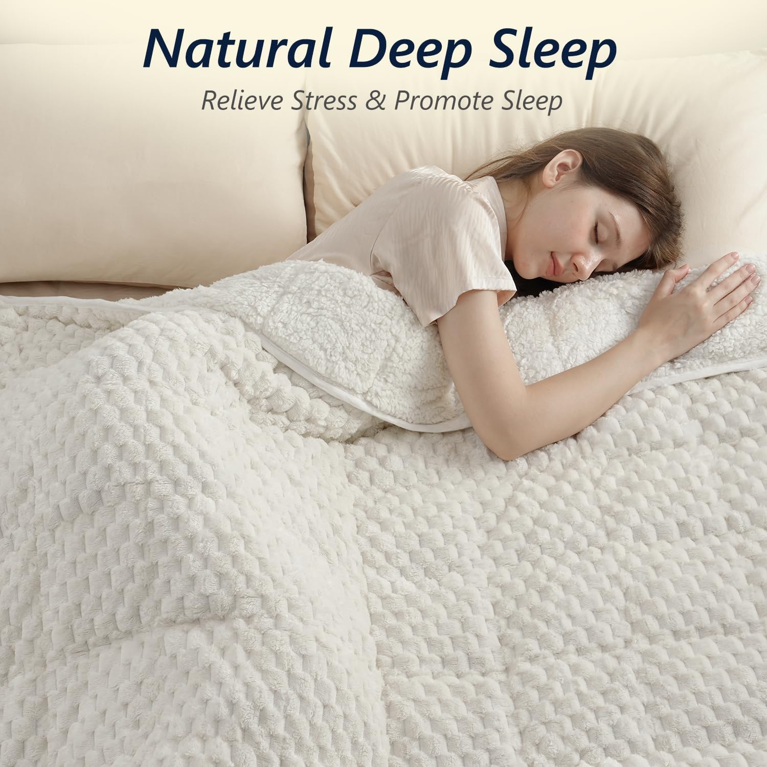 Mr. Sandman sherpa reverse closeup shows plush warmth and softness