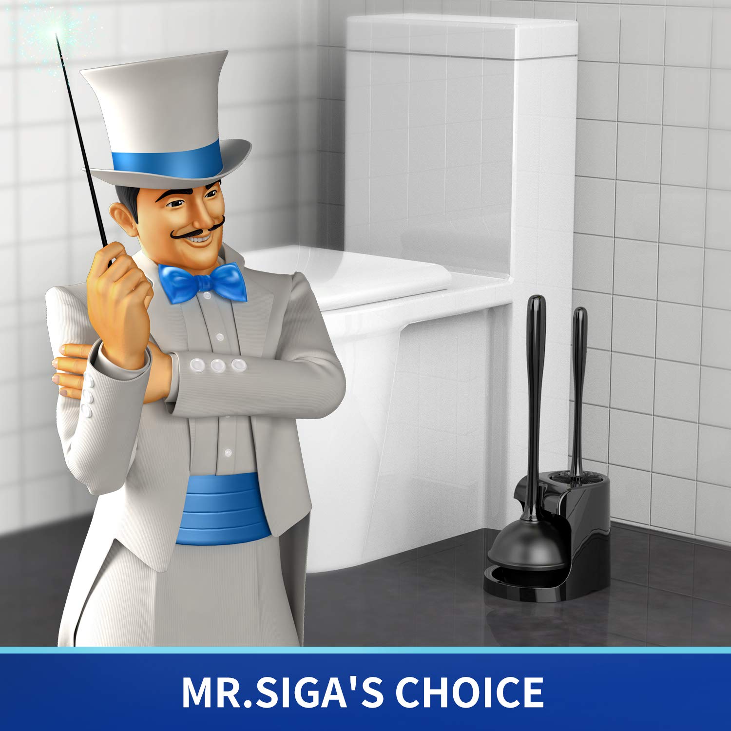 MR.SIGA plunger ergonomic handle promotes comfortable, effective plunging in any bathroom.