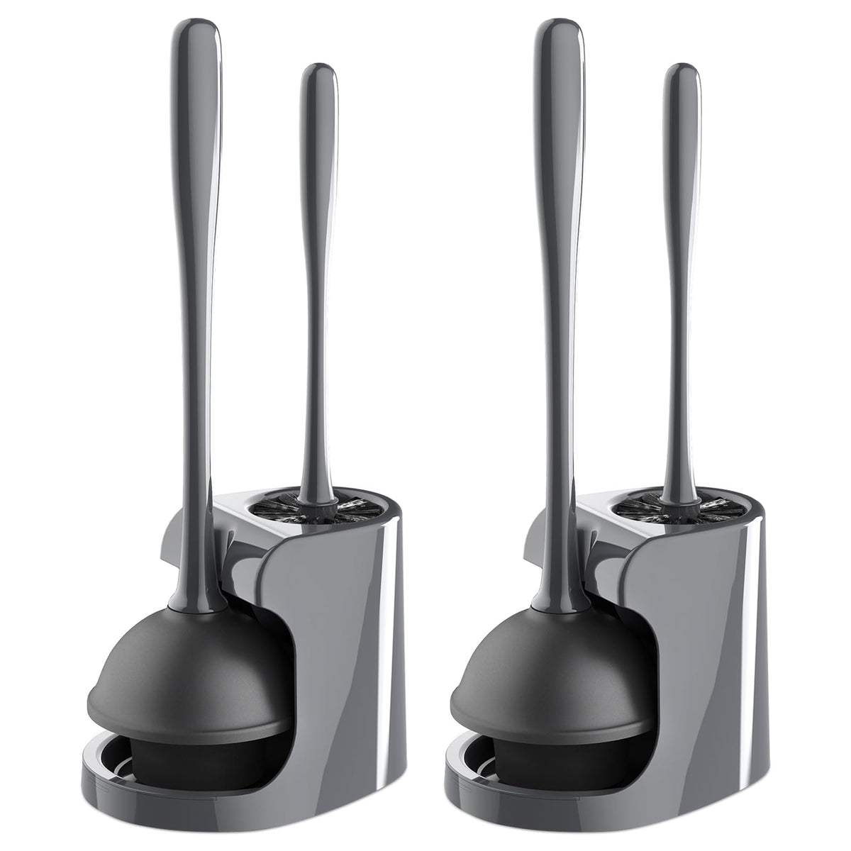 MR.SIGA toilet plunger and bowl brush combo in gray for quick bathroom cleaning