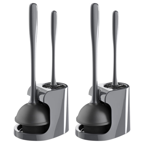 MR.SIGA toilet plunger and bowl brush combo in gray for quick bathroom cleaning